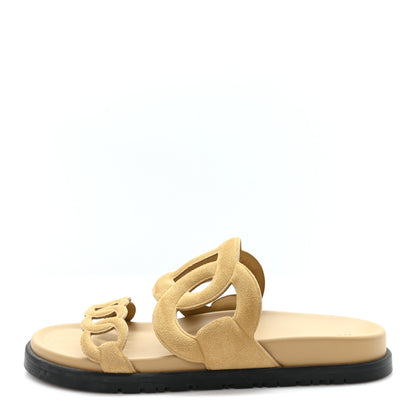 Hermes Suede Goatskin Extra Sandals 36 Beige Argile 1 of 10