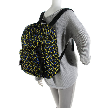 Prada Tessuto Stampato Argyle Print Double Buckle Backpack Blue 2 of 9