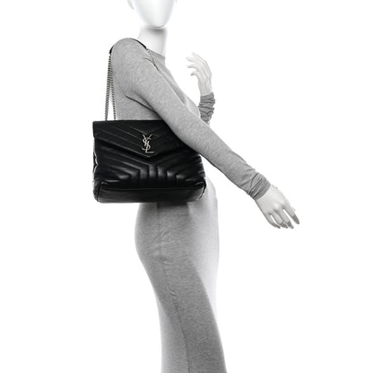 Saint Laurent Calfskin Y Quilted Monogram Medium Loulou Chain Satchel Black 2 of 16