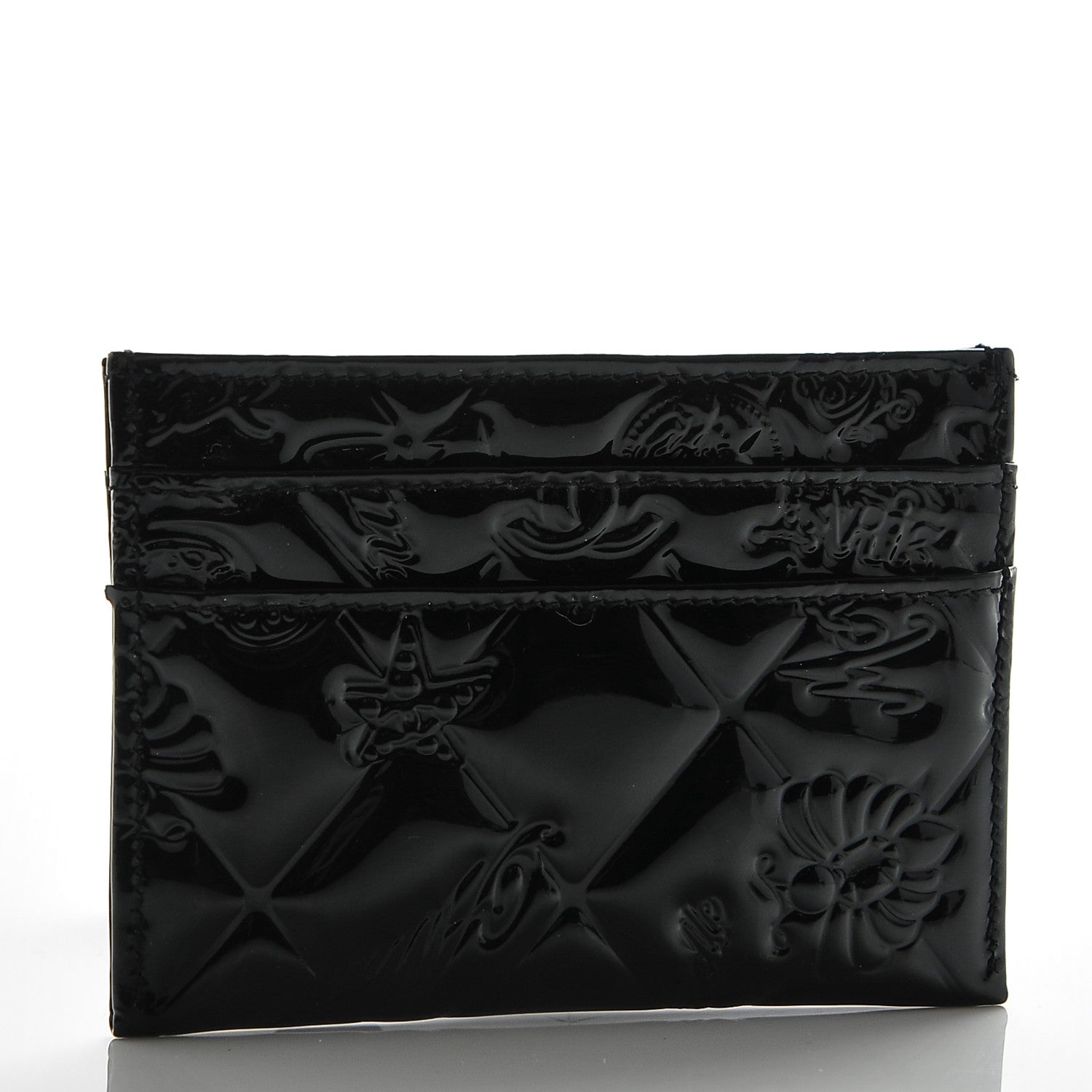 Chanel Patent Calfskin Lucky Symbols Card Holder Case Black 3 of 8