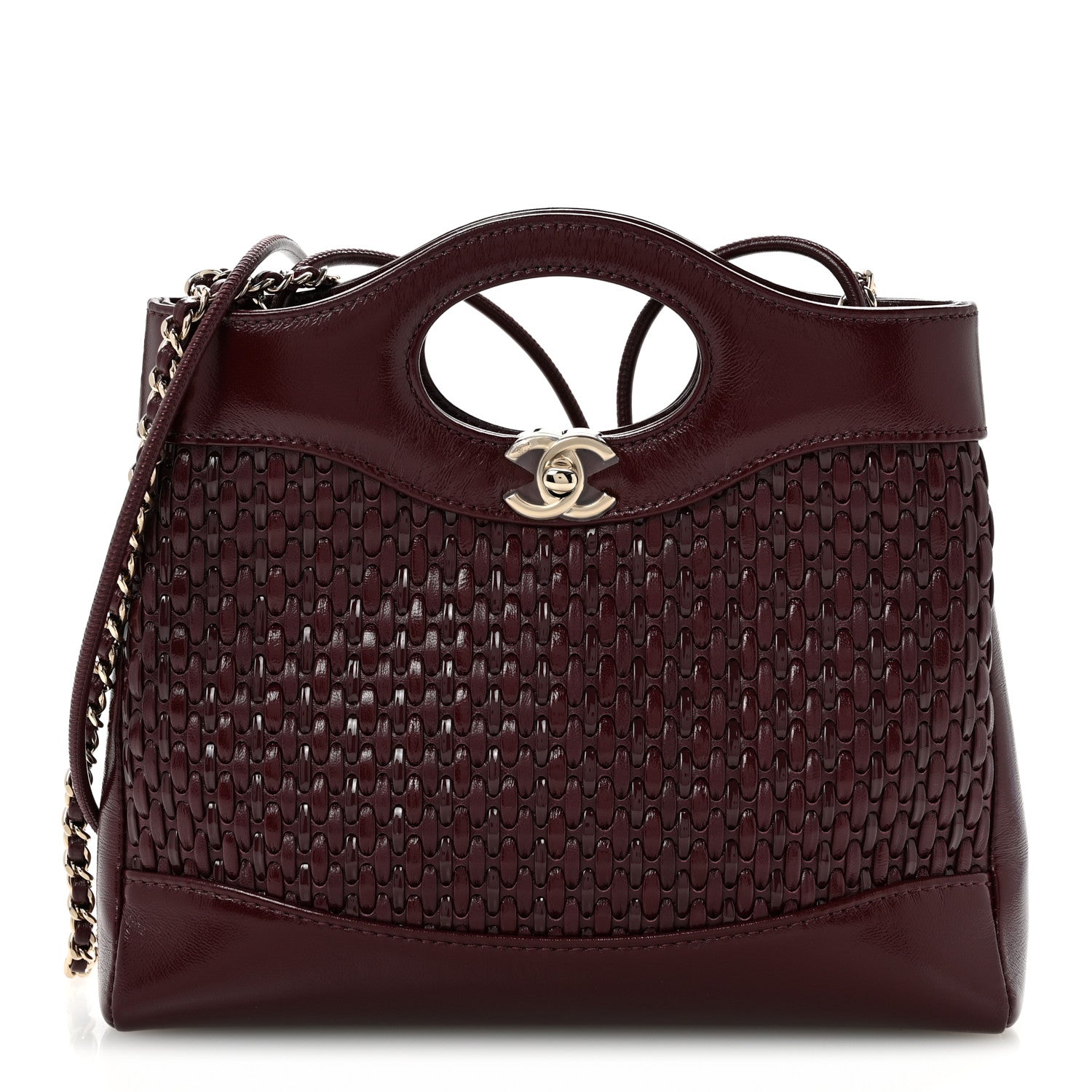 Chanel Shiny Lambskin Patent Calfskin Quilted Mini 31 Shopping Bag Dark Burgundy 1 of 10