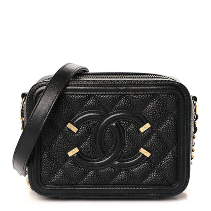 Chanel Caviar Quilted CC Filigree Vanity Clutch With Chain Black 1 of 10