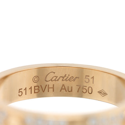 Cartier 18K Yellow Gold Diamond 4mm LOVE Wedding Paved Band Ring 51 5.75 4 of 5