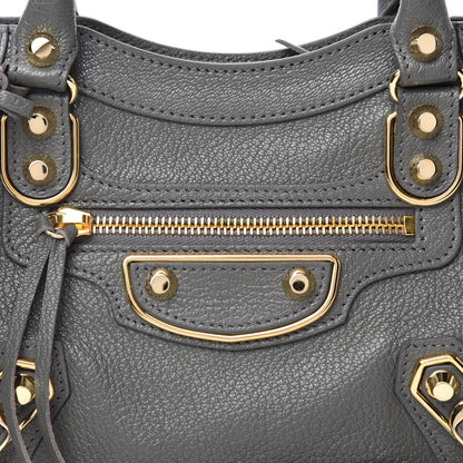 Balenciaga Chevre Gold Metallic Edge Hardware Mini City Gris Acier 10 of 10