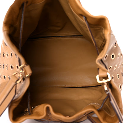 Prada Daino Borchie Grommet Bucket Bag Miele 5 of 16