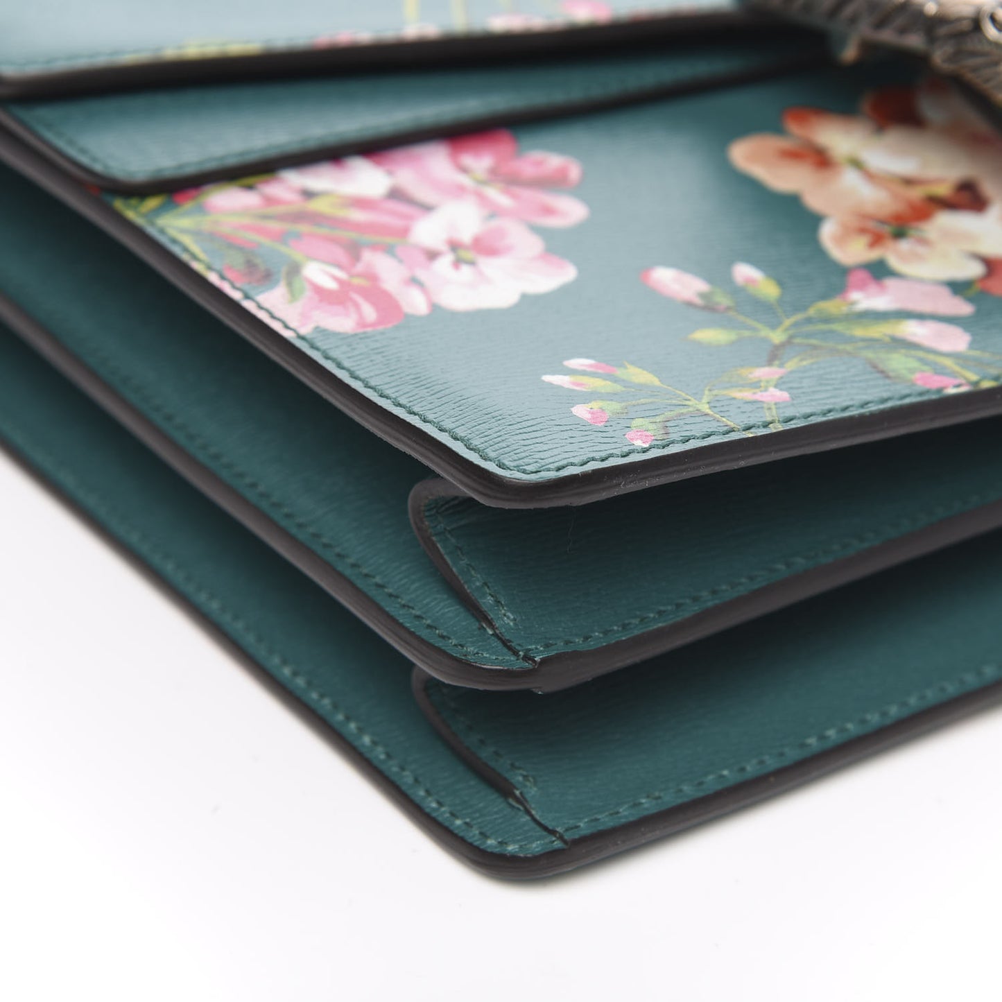 Calfskin Blooms Print Medium Dionysus Shoulder Bag Bright Emerald Multicolor