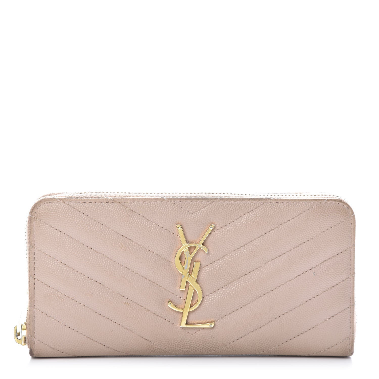 Saint Laurent Grain De Poudre Matelasse Chevron Monogram Zip Around Wallet Rose Poudre 1 of 14