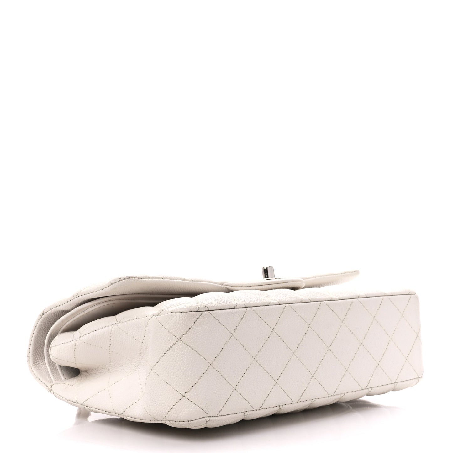 Caviar Quilted Medium Double Flap White