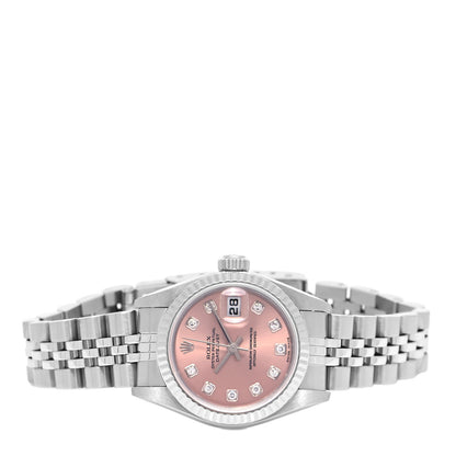 Rolex Stainless Steel 18K White Gold Diamond 26mm Oyster Perpetual Datejust Watch Pink 79174 2 of 4