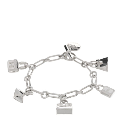 Hermes Sterling Silver Five Bags Amulette Charm Bracelet SH 1 of 4