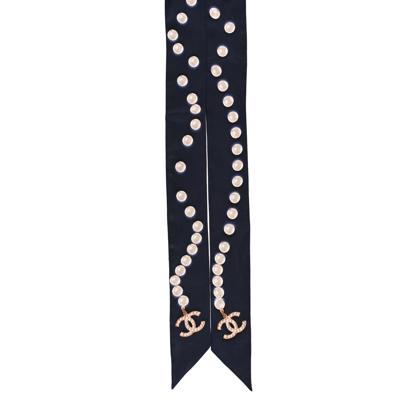 Silk Pearl CC Slim Bandeau Scarf Dark Navy