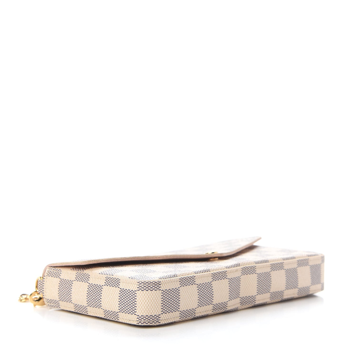 Damier Azur Pochette Felicie Chain Wallet Rose Ballerine