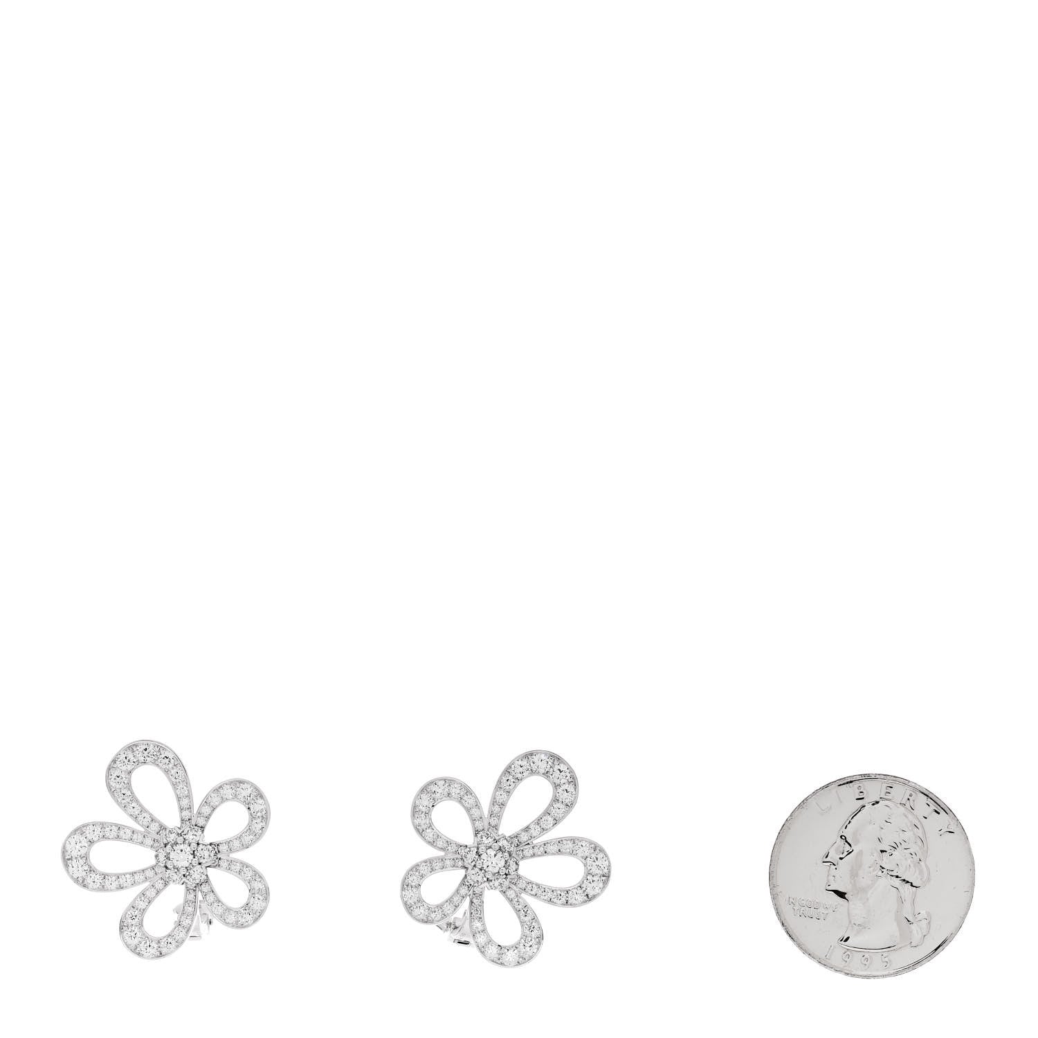 Van Cleef & Arpels 18K White Gold Diamond Flowerlace Earrings 2 of 4