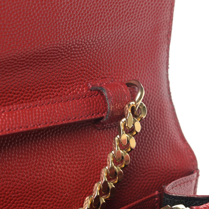 Saint Laurent Grain De Poudre Matelasse Chevron Monogram Chain Wallet New Red 7 of 7