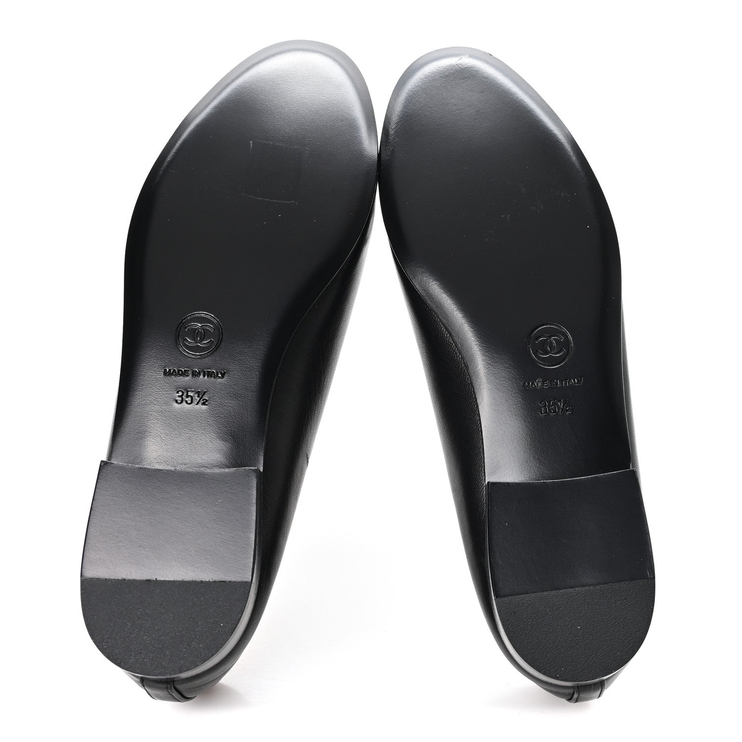 Chanel Lambskin Patent CC Cap Toe Ballerina Flats 35.5 Black 6 of 10
