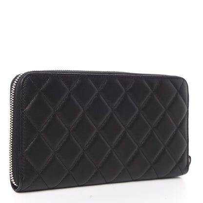 Chanel Lambskin Quilted Large Gusset Zip Around Wallet Black 3 of 9