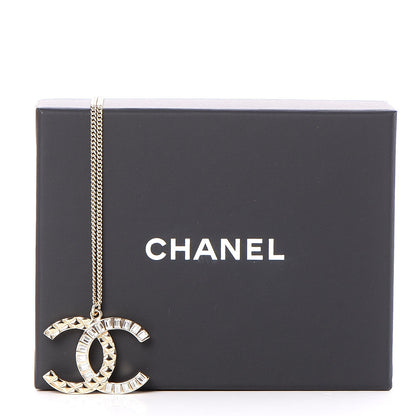 Chanel Baguette Crystal Quilted CC Pendant Necklace Gold 6 of 6