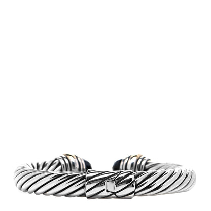 David Yurman Sterling Silver 14K Yellow Gold Black Onyx 10mm Cable Classics Hinged Bracelet 3 of 5