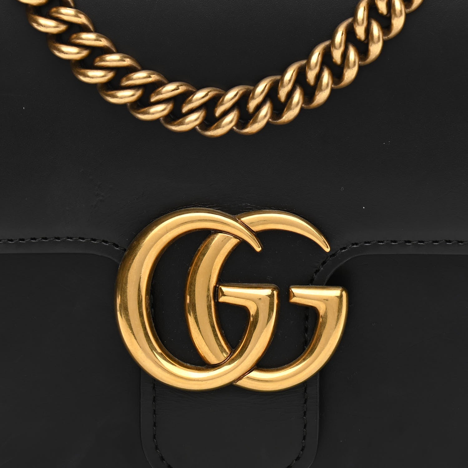 Gucci Knight Calfskin Small GG Marmont Chain Handle Bag Black 9 of 14