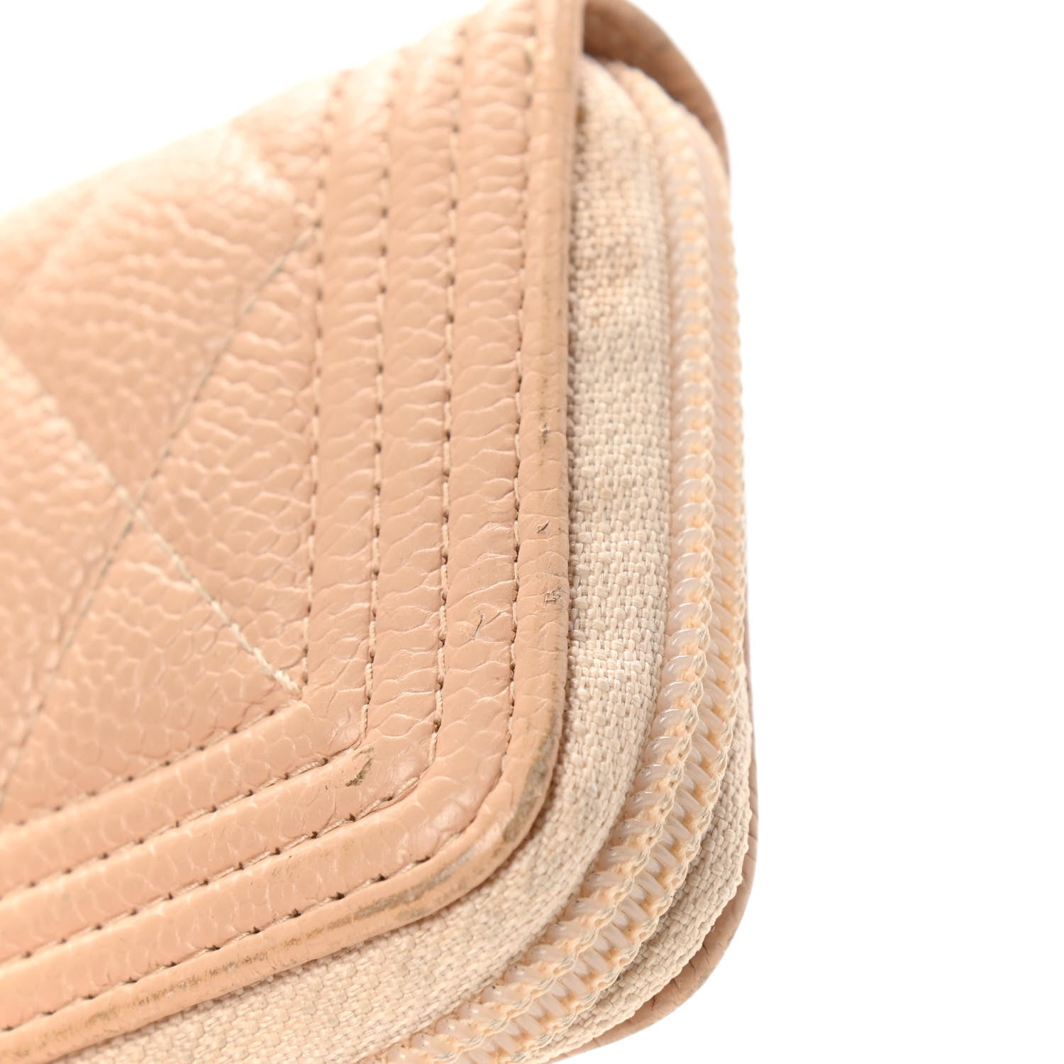 Chanel Caviar Quilted Boy Zip Around Coin Purse Wallet Beige Clair 8 of 8