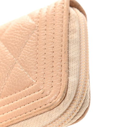 Chanel Caviar Quilted Boy Zip Around Coin Purse Wallet Beige Clair 8 of 8