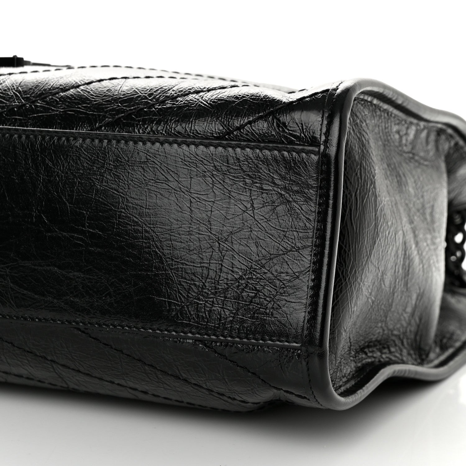 Saint Laurent Crinkled Calfskin Matelasse Monogram Medium Niki Shopper Tote Black 10 of 12