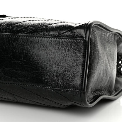 Saint Laurent Crinkled Calfskin Matelasse Monogram Medium Niki Shopper Tote Black 10 of 12