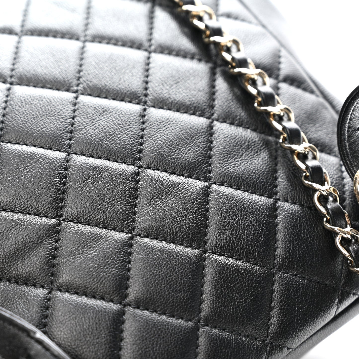 Shiny Caviar Quilted Medium Duma Pockets Drawstring Backpack Black