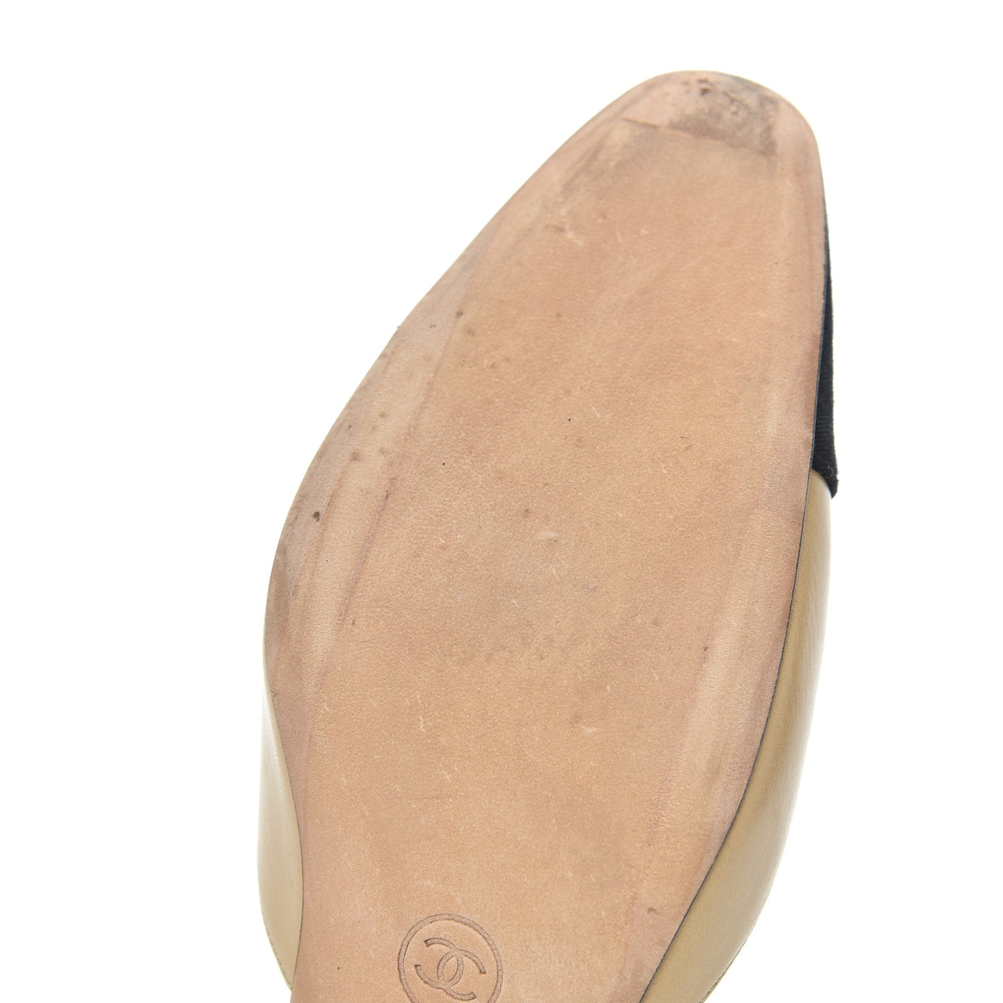 Lambskin Grosgrain Cap Toe CC Slingback Pumps 39 Beige Black