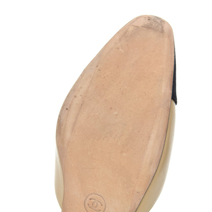 Chanel Lambskin Grosgrain Cap Toe CC Slingback Pumps 39 Beige Black 9 of 13