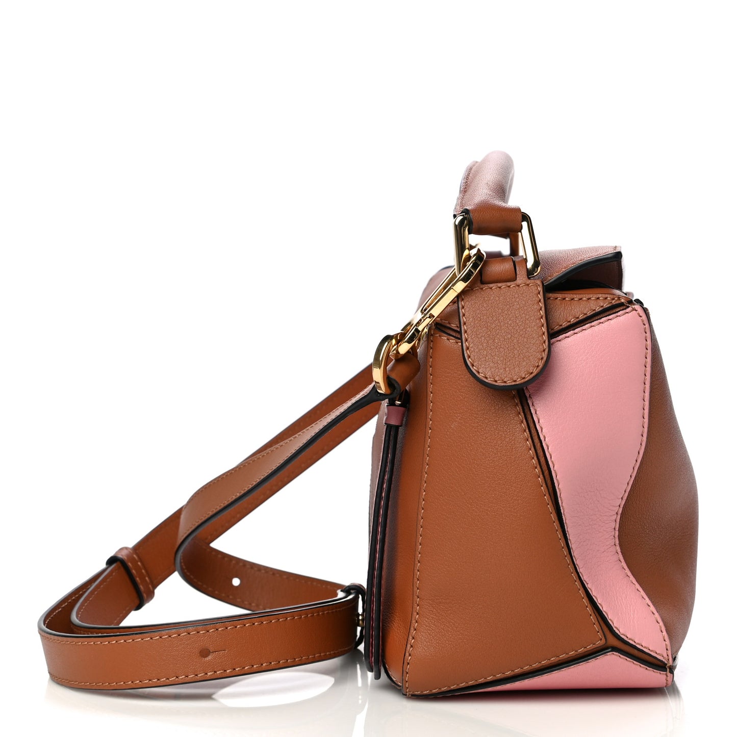 Calfskin Small Puzzle Bag Tan Medium Pink