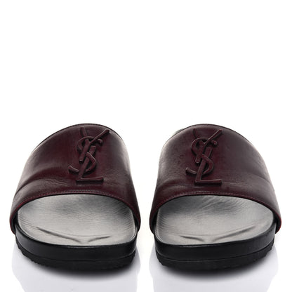 Saint Laurent Lambskin Joan Slide Sandals 39 Burgundy 2 of 11