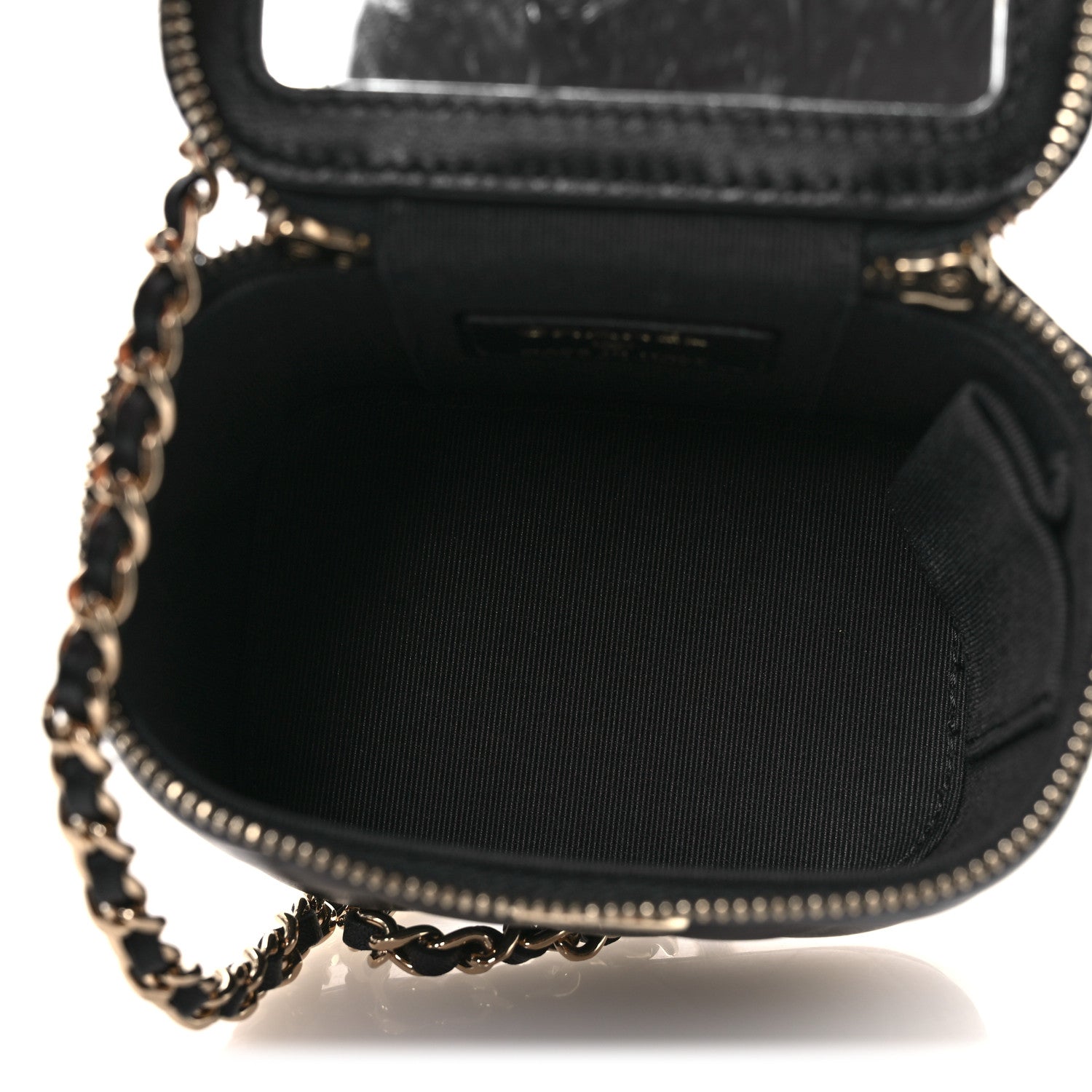 Chanel Lambskin Quilted Top Handle Mini Vanity Case With Chain Black 5 of 13