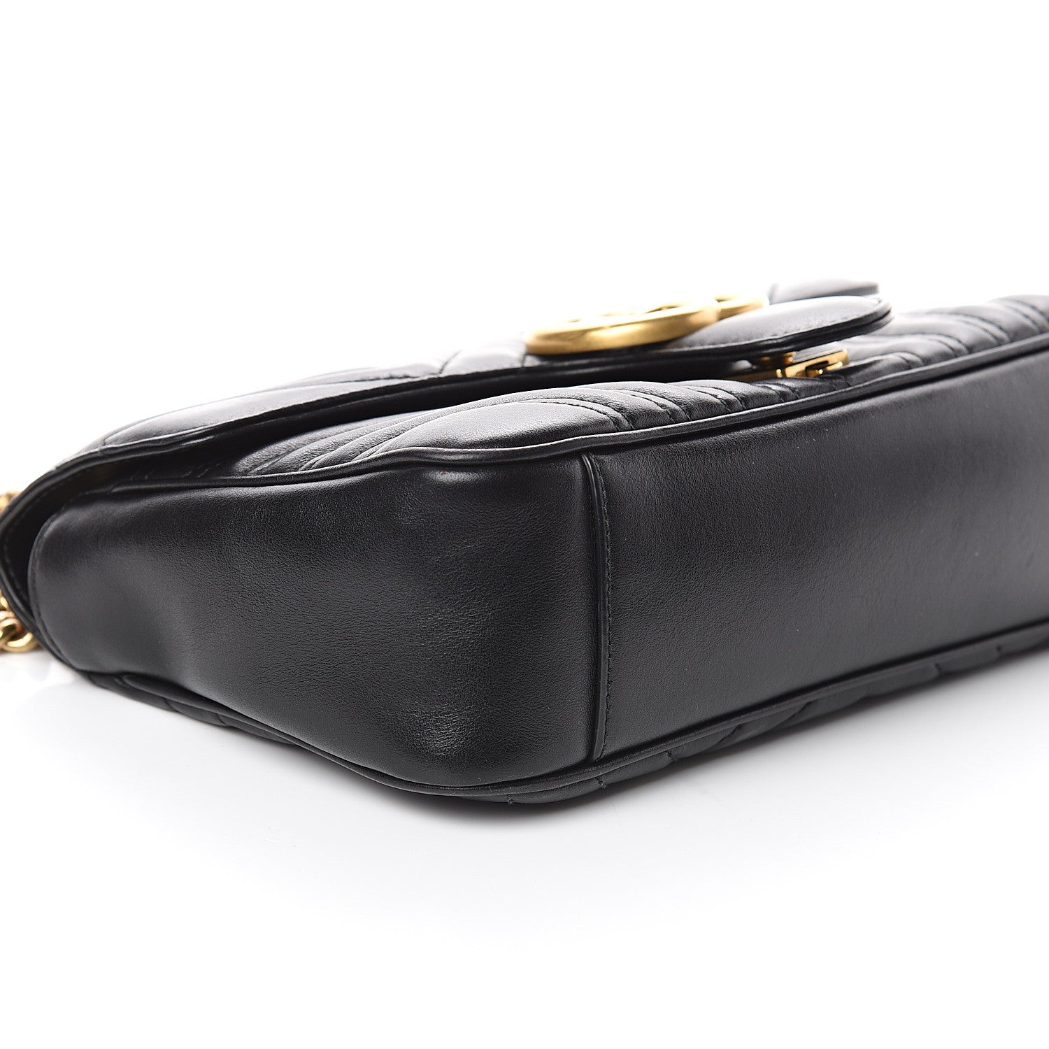 Gucci Calfskin Matelasse Small GG Marmont Shoulder Bag Black 7 of 8