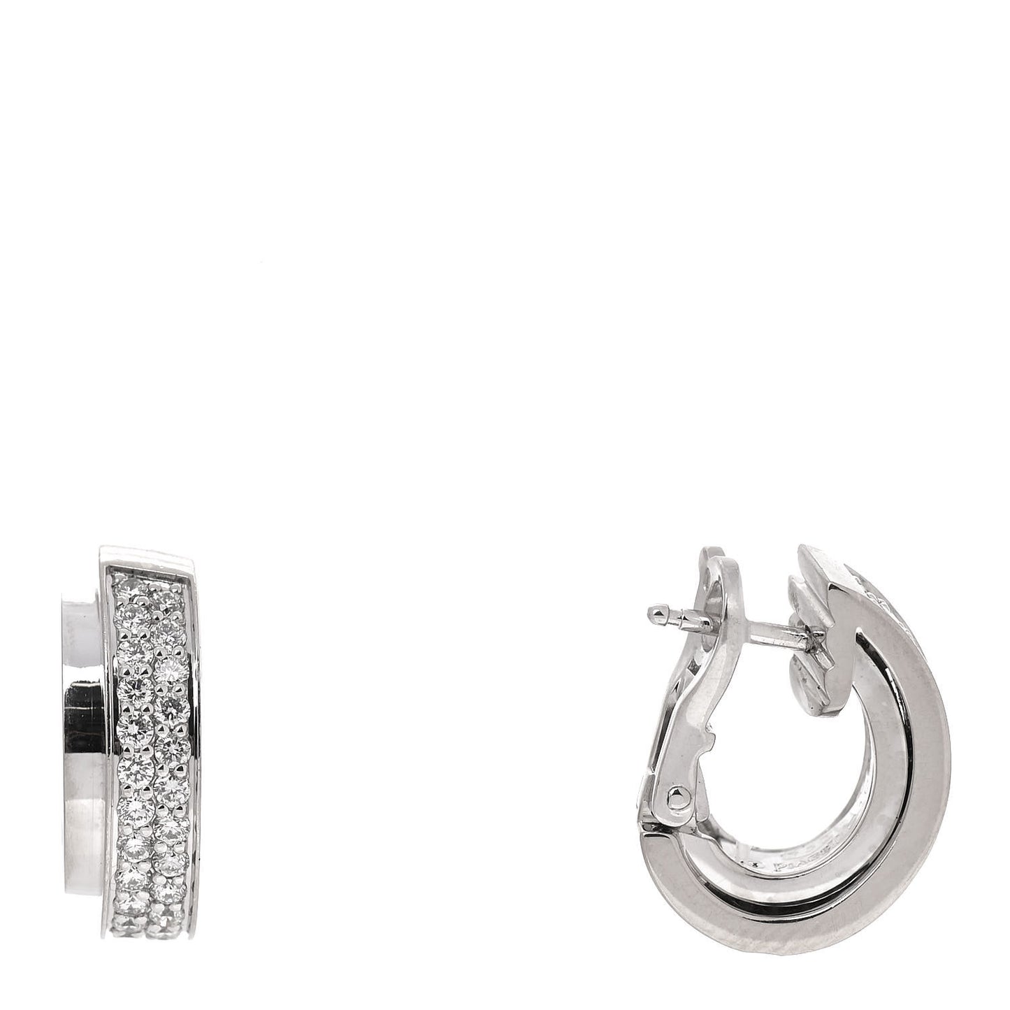 18K White Gold Diamond Possession Hoop Earrings