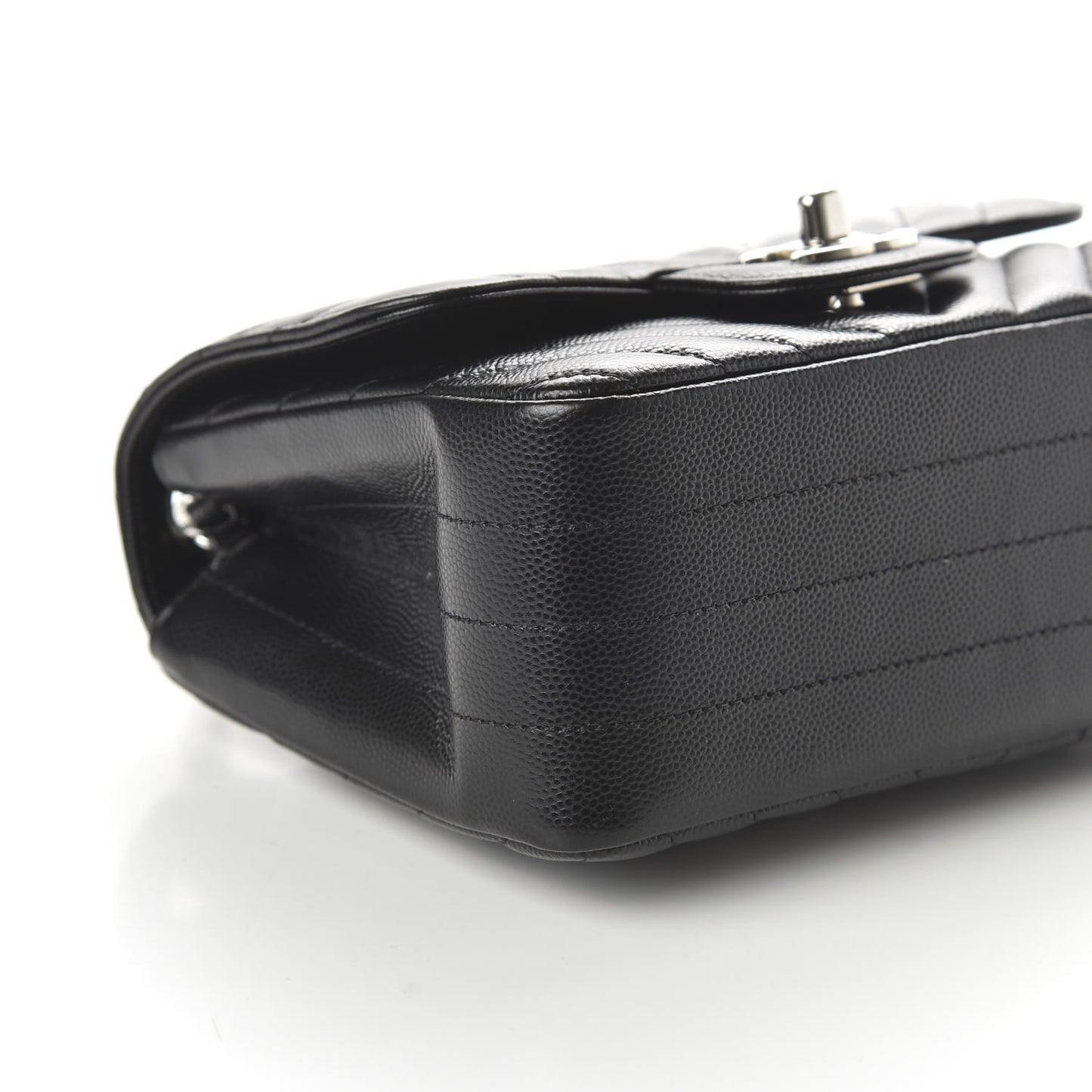 Caviar Chevron Quilted Mini Square Flap Black