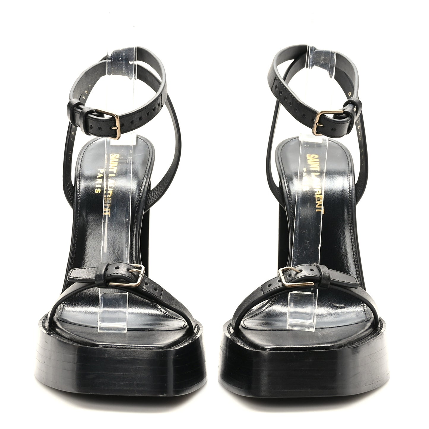 Calfskin Platz 105 Platform Sandals 36.5 Black