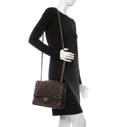 Chanel Lambskin Quilted Jumbo Single Flap Dark Brown 3 of 13