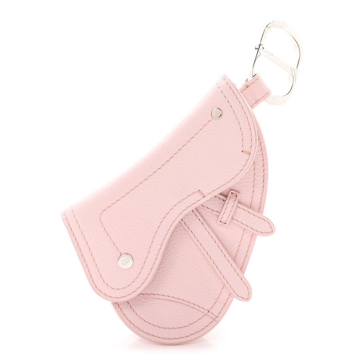 Christian Dior Grained Calfskin Saddle Mini Key Ring Pink 1 of 5