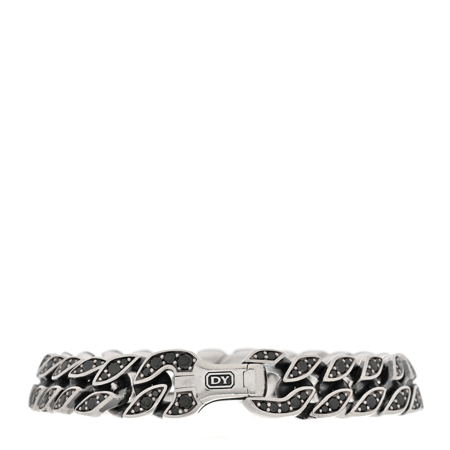 David Yurman Sterling Silver Black Diamond 11.5mm Curb Chain Bracelet 2 of 3