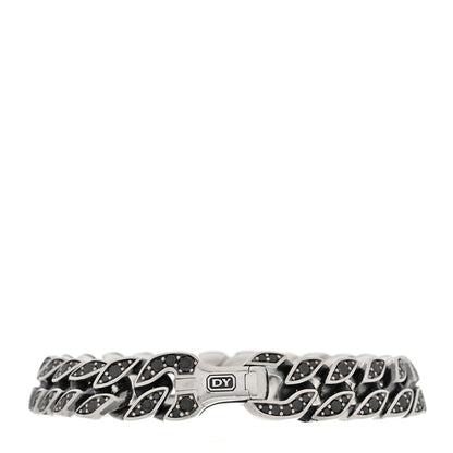 David Yurman Sterling Silver Black Diamond 11.5mm Curb Chain Bracelet 2 of 3
