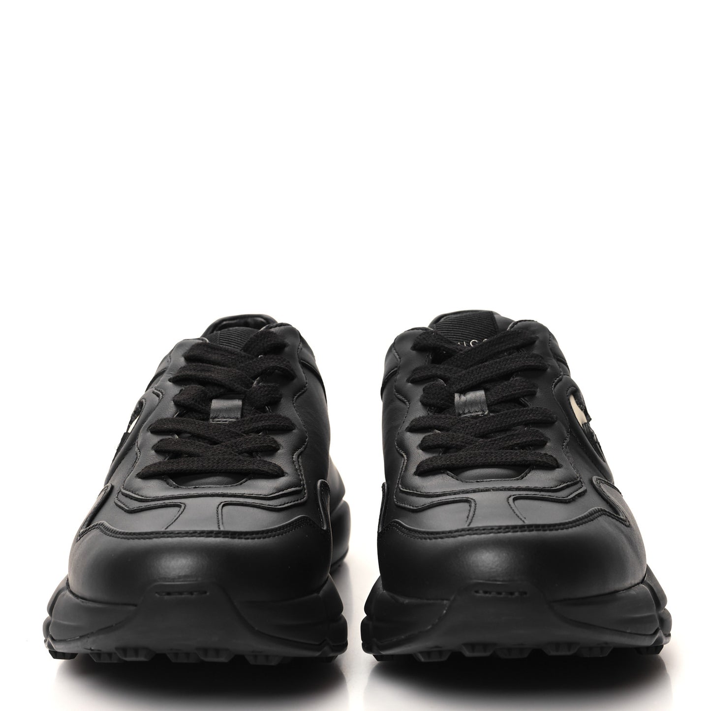 Dali Soft Calfskin Cut Out Interlocking G Womens Rhyton Sneakers 36.5 Black Ivoire