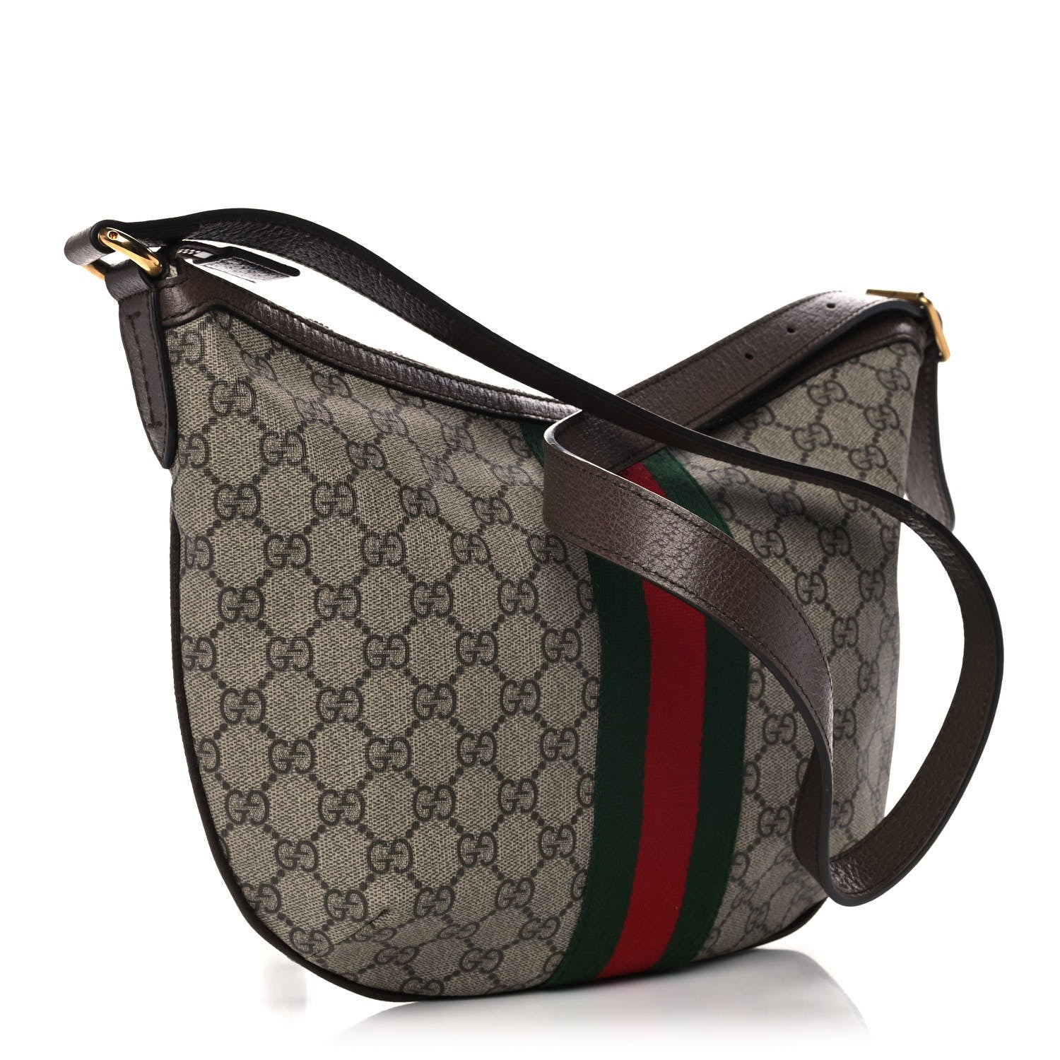 Gucci GG Supreme Monogram Web Small Ophidia Half Moon Hobo Brown 3 of 13