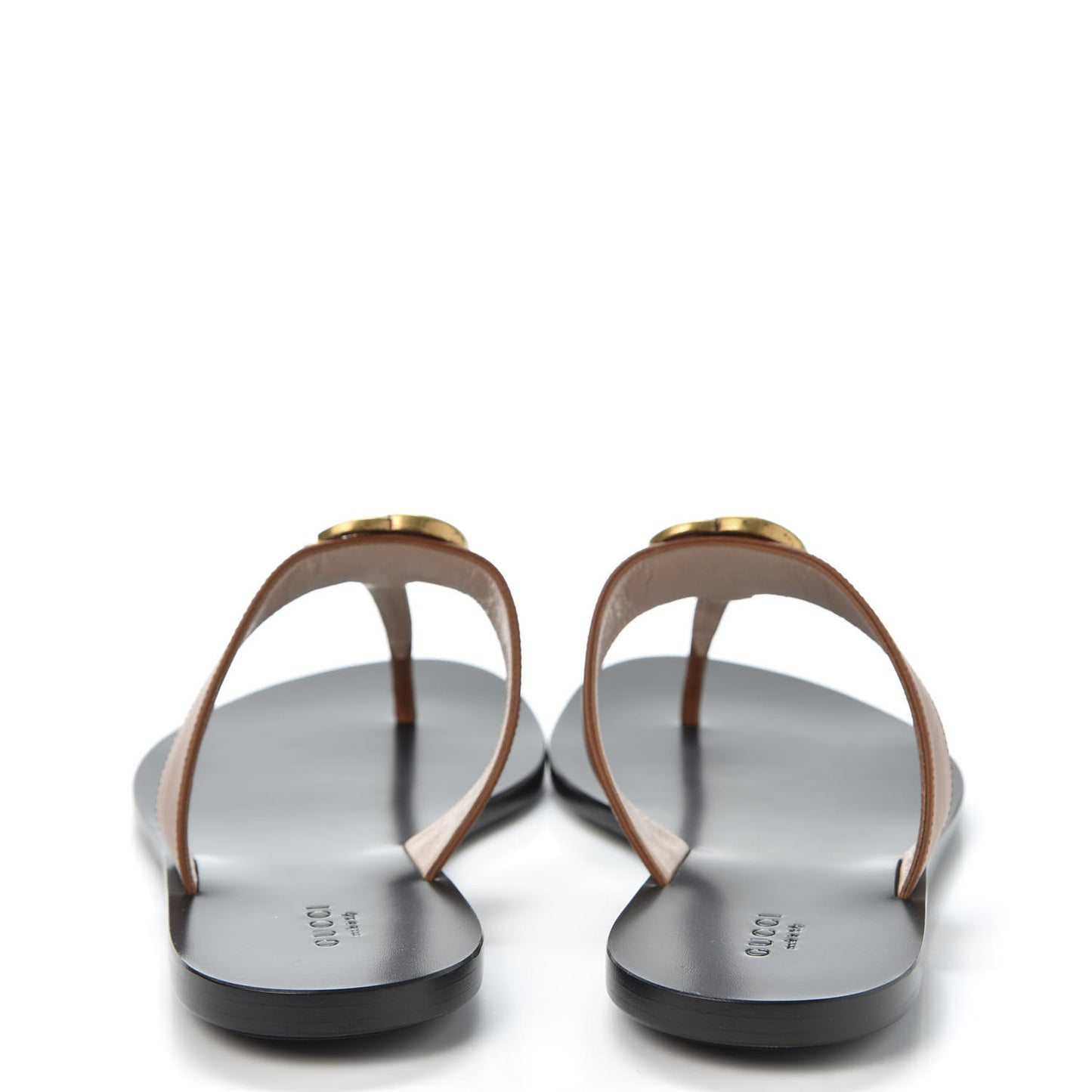 Calfskin GG Marmont Thong Sandals 39 Cognac