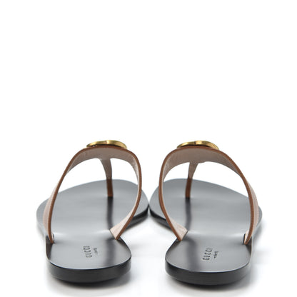 Gucci Calfskin GG Marmont Thong Sandals 39 Cognac 5 of 9