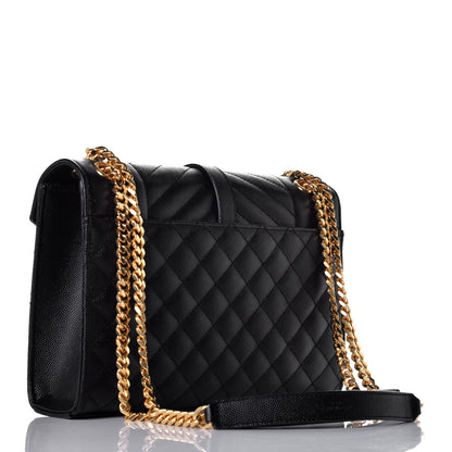 Saint Laurent Grain De Poudre Textured Mixed Matelasse Triquilt Medium Monogram Satchel Black 3 of 9