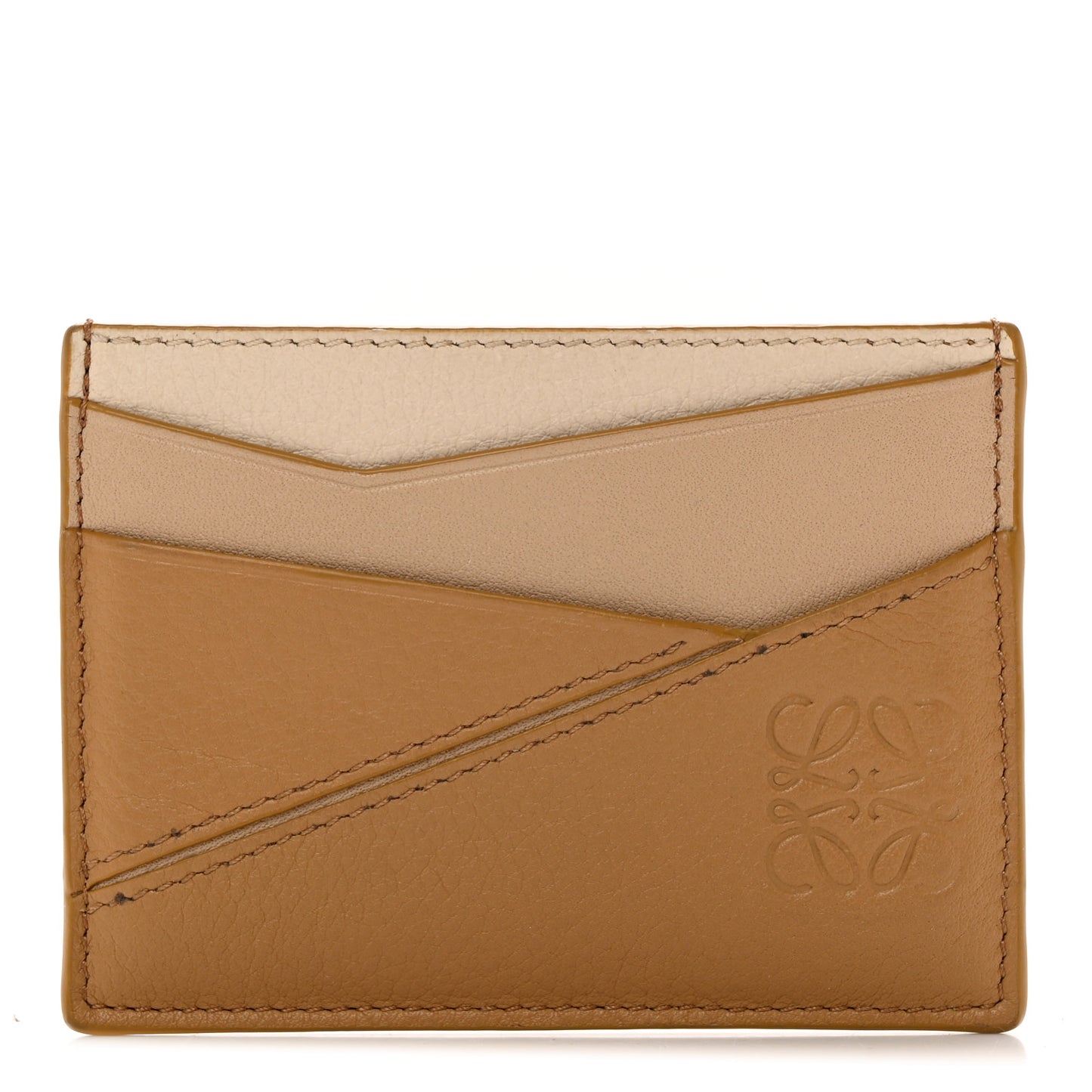 Calfskin Puzzle Colorblock Card Holder Angora