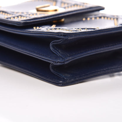Christian Dior Lambskin Studded Vertical Diorama Indigo 5 of 10