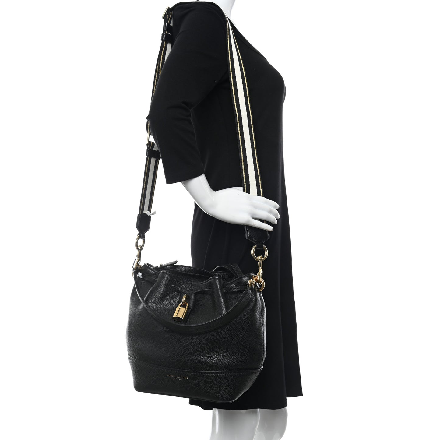 Grained Calfskin Lock That Bucket Bag Black