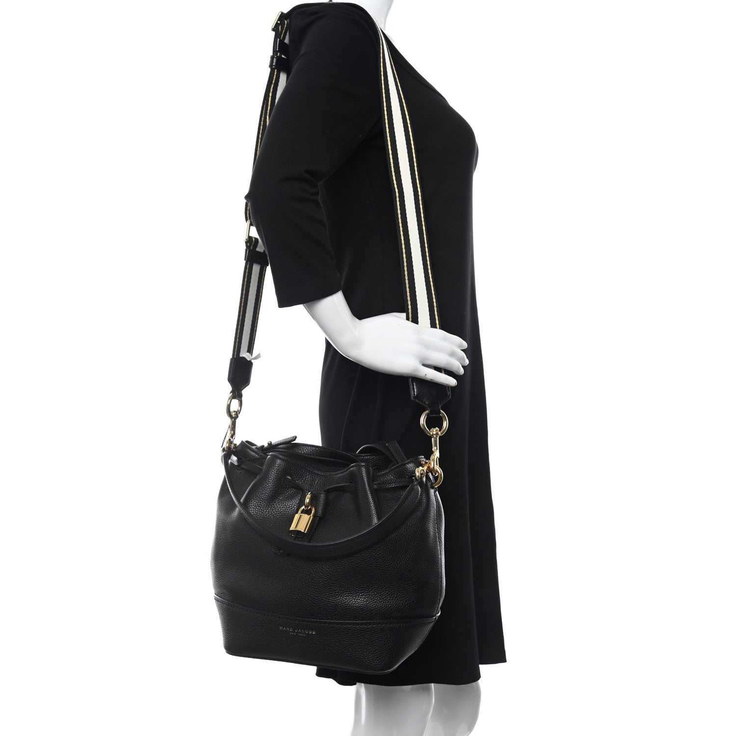 Marc Jacobs Grained Calfskin Lock That Bucket Bag Black 2 of 8